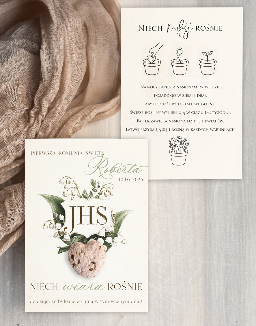 Podziękowania dla gości na komunii podziękowania dla gości podziękowania dla gości na komunii, prezenciki dla gości, podziękowanie upominek nasionka kwiatów1