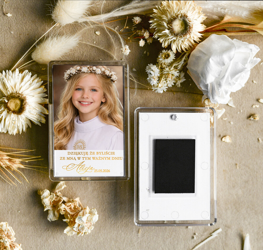 Podziękowania dla gości na komunii podziękowania dla gości magnez ze zdjęciem podziękowania dla gości na komunii, Upominki dla gości komunijnych magnesy na lodówkę 1