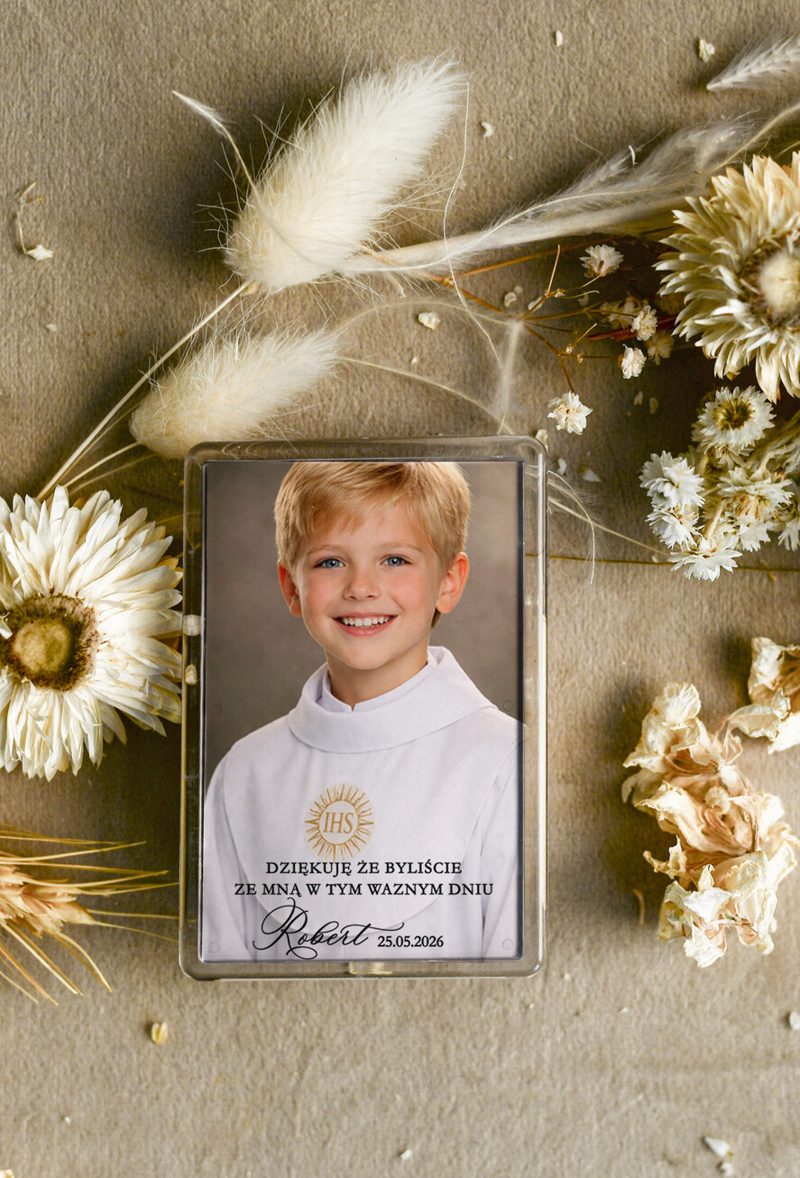 Podziękowania dla gości na komunii podziękowania dla gości magnez ze zdjęciem podziękowania dla gości na komunii, Upominki dla gości komunijnych magnesy na lodówkę 0