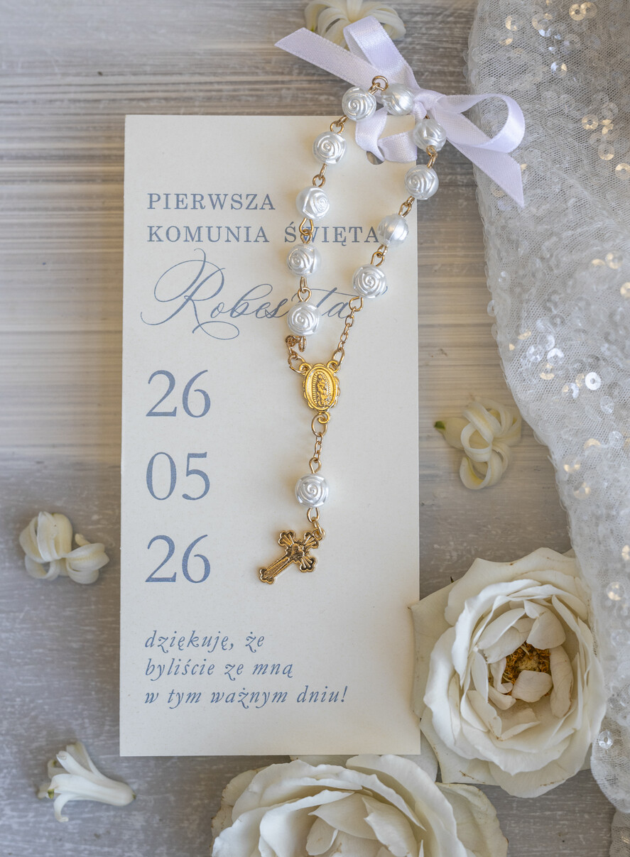 Podziękowania dla gości na komunii podziękowania dla gości Różaniec podziękowania dla gości komunijnych, Mały różaniec prezent dla gości komunijnych, podziękowanie dla gości komunijnych Mini różaniec0