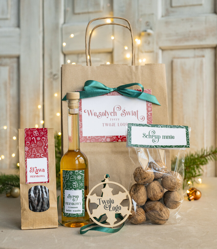 Prezenty oferta dla Firm mini zestawy  upominki świąteczne dla klientów z logo firmy Małe boxy prezentowe zestawy z kawą i herbatą miody 0
