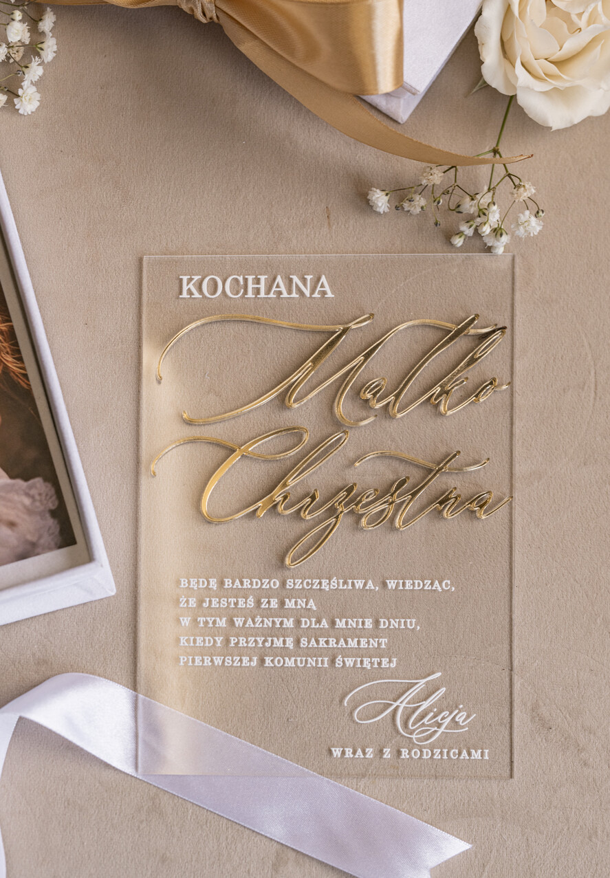 Zaproszenia na Komunię  Dla Chrzestnych i Dziadków Eleganckie zaproszenia na Pierwszą komunię dla Matki Chrzestnej, wyjątkowe zaproszenia na komunię dla Rodziców  chrzestnych, Zaproszenie Vip dla Baci i Dziadka10