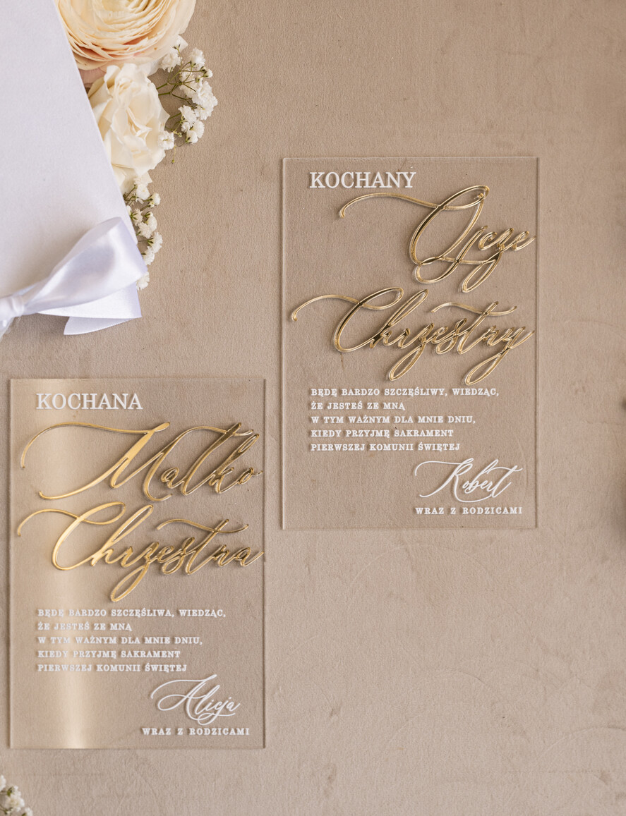 Zaproszenia na Komunię  Dla Chrzestnych i Dziadków Eleganckie zaproszenia na Pierwszą komunię dla Matki Chrzestnej, wyjątkowe zaproszenia na komunię dla Rodziców  chrzestnych, Zaproszenie Vip dla Baci i Dziadka2