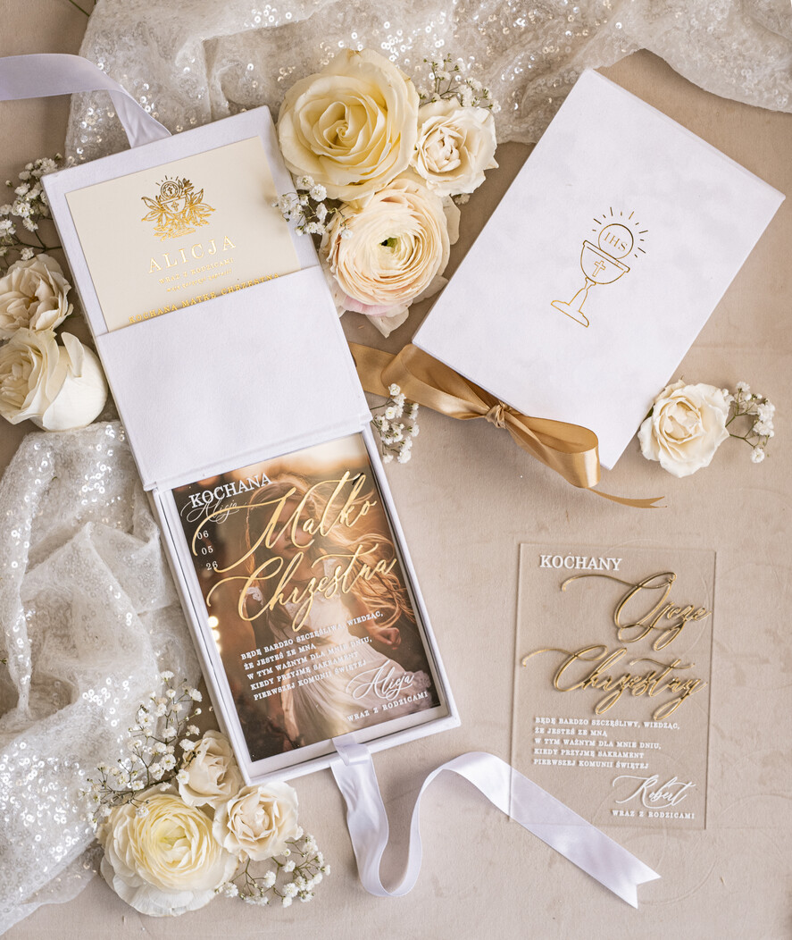 Zaproszenia na Komunię  Dla Chrzestnych i Dziadków Eleganckie zaproszenia na Pierwszą komunię dla Matki Chrzestnej, wyjątkowe zaproszenia na komunię dla Rodziców  chrzestnych, Zaproszenie Vip dla Baci i Dziadka21