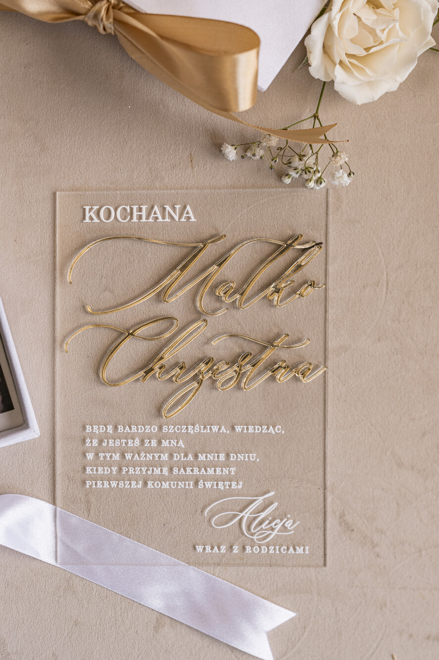 Zaproszenia na Komunię  Dla Chrzestnych i Dziadków Eleganckie zaproszenia na Pierwszą komunię dla Matki Chrzestnej, wyjątkowe zaproszenia na komunię dla Rodziców  chrzestnych, Zaproszenie Vip dla Baci i Dziadka9