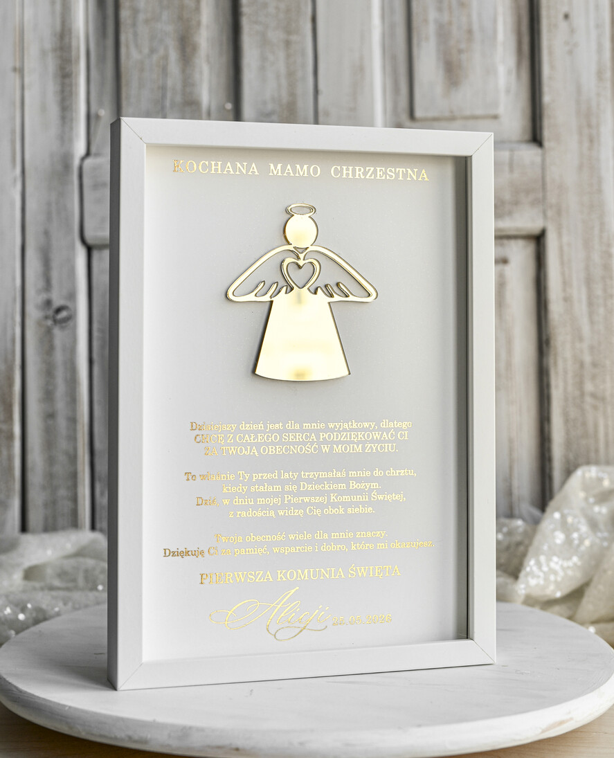 podziękowania dla najbliższych  Podziękowania w Ramie podziękowanie dla Matki Chrzestnej na Komunię, Komunijne podziękowania dla Matki i Ojca Chrzestnego w białej ramie 2