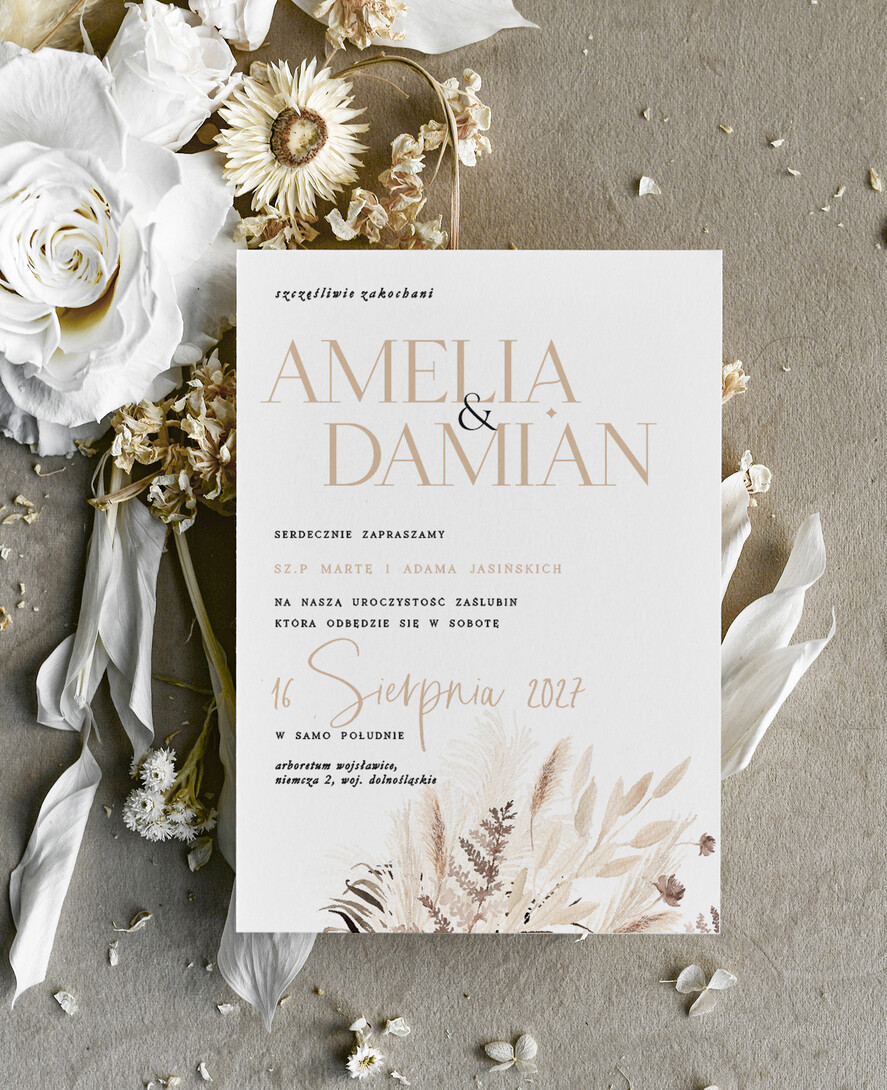 Zaproszenia ślubne tanie Tanie  Zaproszenie Ślubne jednokartkowe , Monochromatyczne Zaproszenia na Ślub, Eleganckie 0