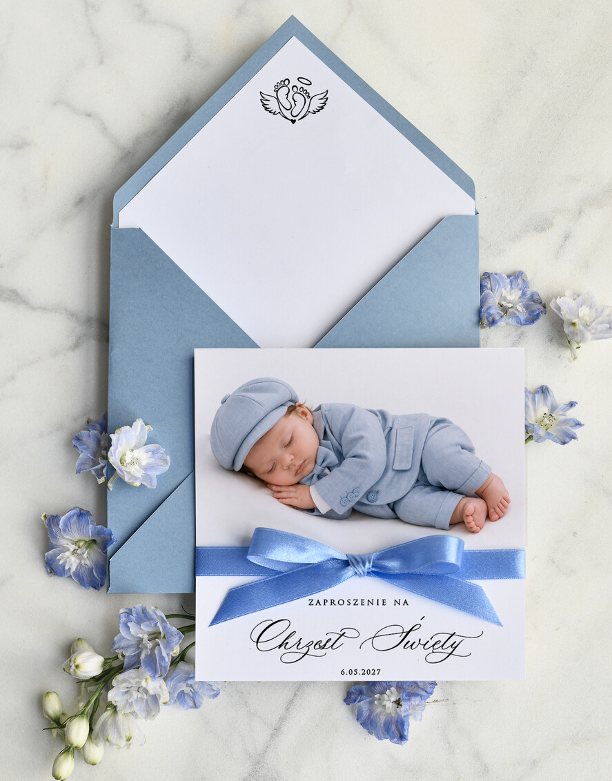 ZAPROSZENIA NA CHRZCINY dla chłopca zaproszenie na Chrzest Złote zaproszenie na chrzciny ze zdjęciem dziecka 1