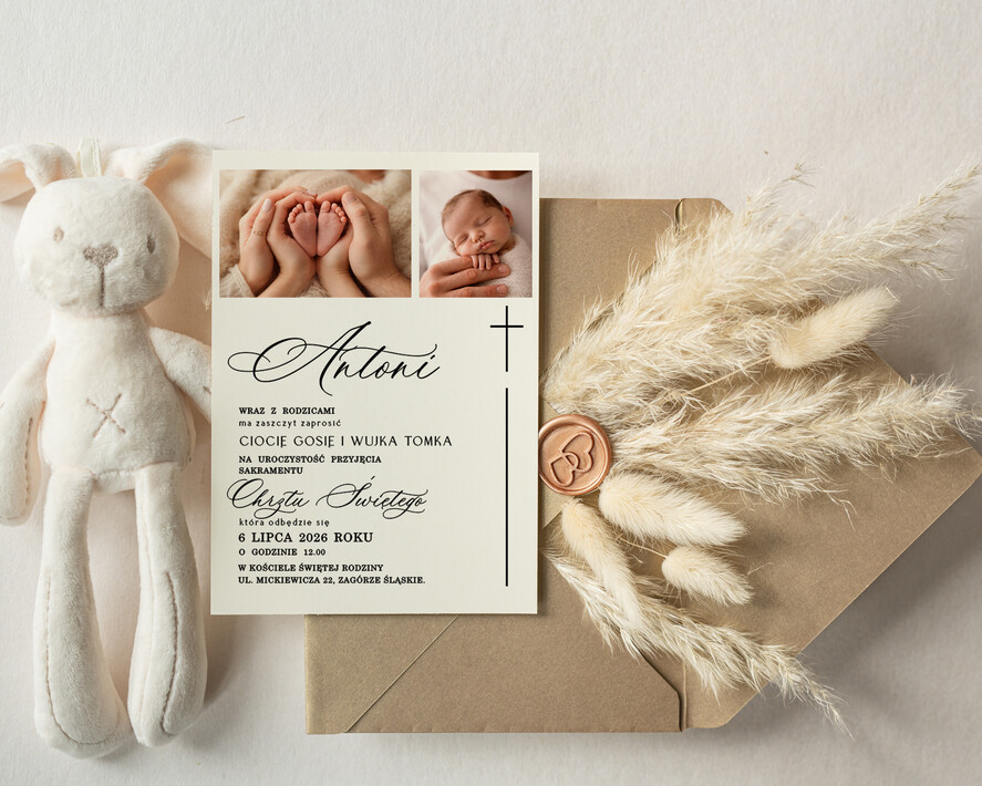 ZAPROSZENIA NA CHRZCINY dla chłopca piekne zaproszenie na Chrzest Niebieskie Klasyczne zaproszenie na chrzciny, zaproszenia na chrzciny ze zdjęciem 0