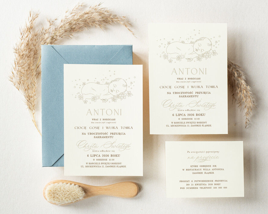 ZAPROSZENIA NA CHRZCINY dla chłopca proste zaproszenie na Chrzest, zaproszenie na chrzciny, Eleganckie zaproszenie na chrzest1