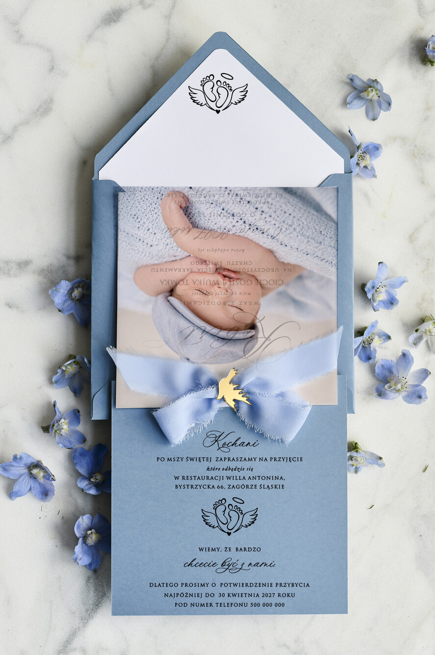 ZAPROSZENIA NA CHRZCINY dla chłopca boho deilkatne Zaproszenie na Chrzest z kalką, Eleganckie Zaproszenia na Chrzciny presonalizowane2