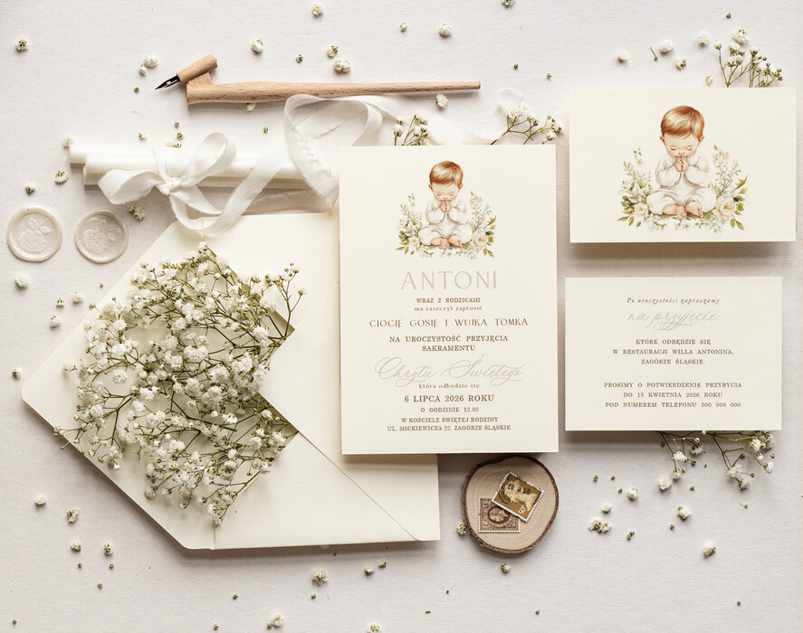 ZAPROSZENIA NA CHRZCINY dla chłopca proste zaproszenie na Chrzest, zaproszenie na chrzciny, Eleganckie zaproszenie na chrzest1