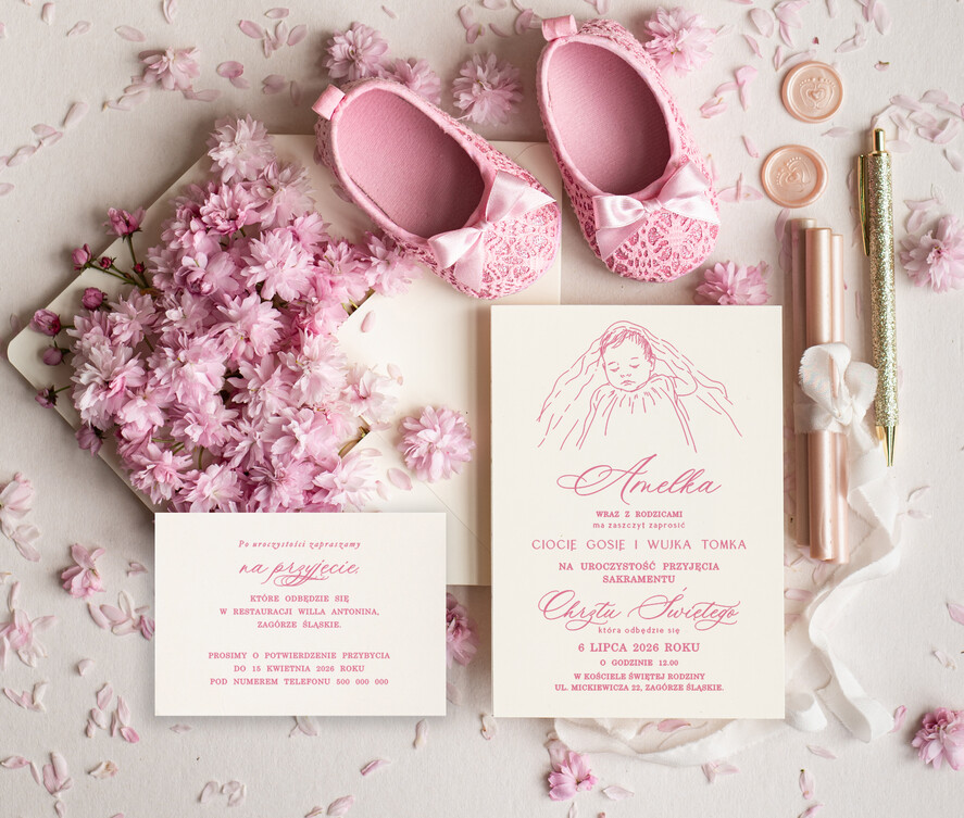 ZAPROSZENIA NA CHRZCINY dla dziewczynki  proste zaproszenie na Chrzest, zaproszenie na chrzciny, Eleganckie zaproszenie na chrzest1