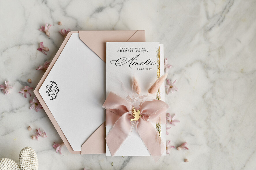 ZAPROSZENIA NA CHRZCINY dla dziewczynki  zaproszenie na Chrzest Niebieskie Klasyczne zaproszenie na chrzciny Rwane złocone zaproszenie na roczek4