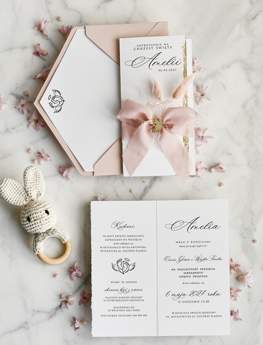 ZAPROSZENIA NA CHRZCINY dla dziewczynki  zaproszenie na Chrzest Niebieskie Klasyczne zaproszenie na chrzciny Rwane złocone zaproszenie na roczek3