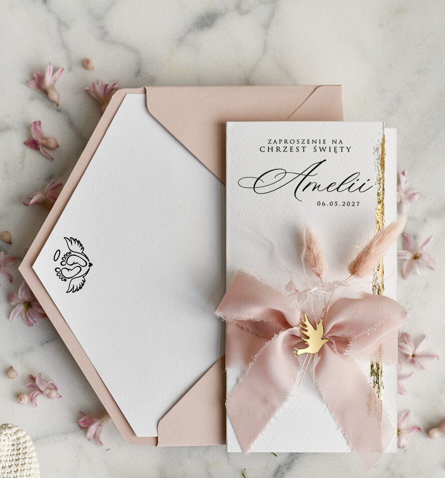 ZAPROSZENIA NA CHRZCINY dla dziewczynki  zaproszenie na Chrzest Niebieskie Klasyczne zaproszenie na chrzciny Rwane złocone zaproszenie na roczek0