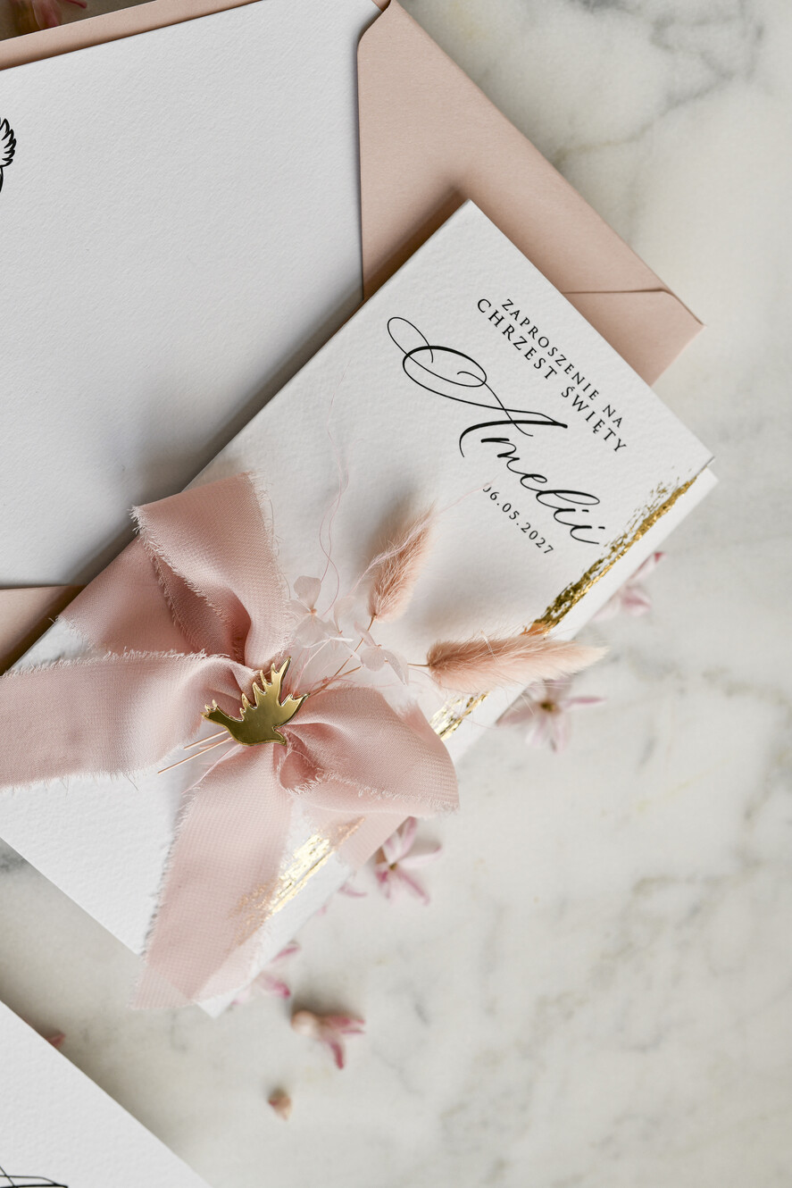 ZAPROSZENIA NA CHRZCINY dla dziewczynki  zaproszenie na Chrzest Niebieskie Klasyczne zaproszenie na chrzciny Rwane złocone zaproszenie na roczek2