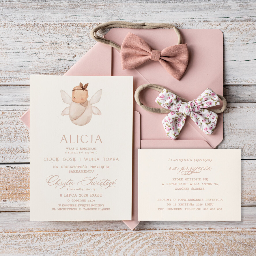 ZAPROSZENIA NA CHRZCINY dla dziewczynki  proste zaproszenie na Chrzest, zaproszenie na chrzciny, Eleganckie zaproszenie na chrzest1