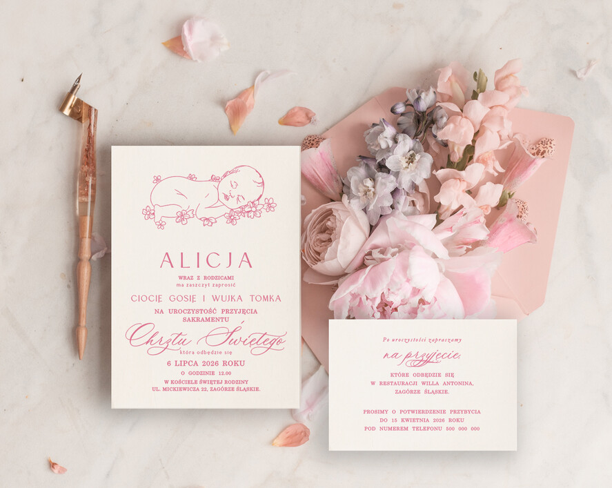 ZAPROSZENIA NA CHRZCINY dla dziewczynki  proste zaproszenie na Chrzest, zaproszenie na chrzciny, Eleganckie zaproszenie na chrzest1