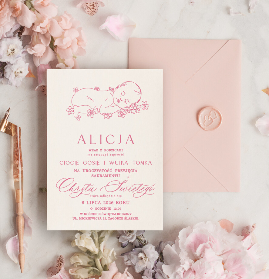 ZAPROSZENIA NA CHRZCINY dla dziewczynki  proste zaproszenie na Chrzest, zaproszenie na chrzciny, Eleganckie zaproszenie na chrzest0