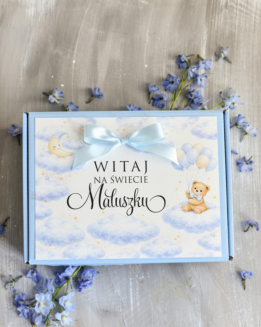 prezent dla Noworodka - Wyprawka duze boxy preznetowe dla noworodka  Wyprawka dla Noworodka - Box dla  Niemowlaka boho gryzak pieluszka Witaj Świecie 3