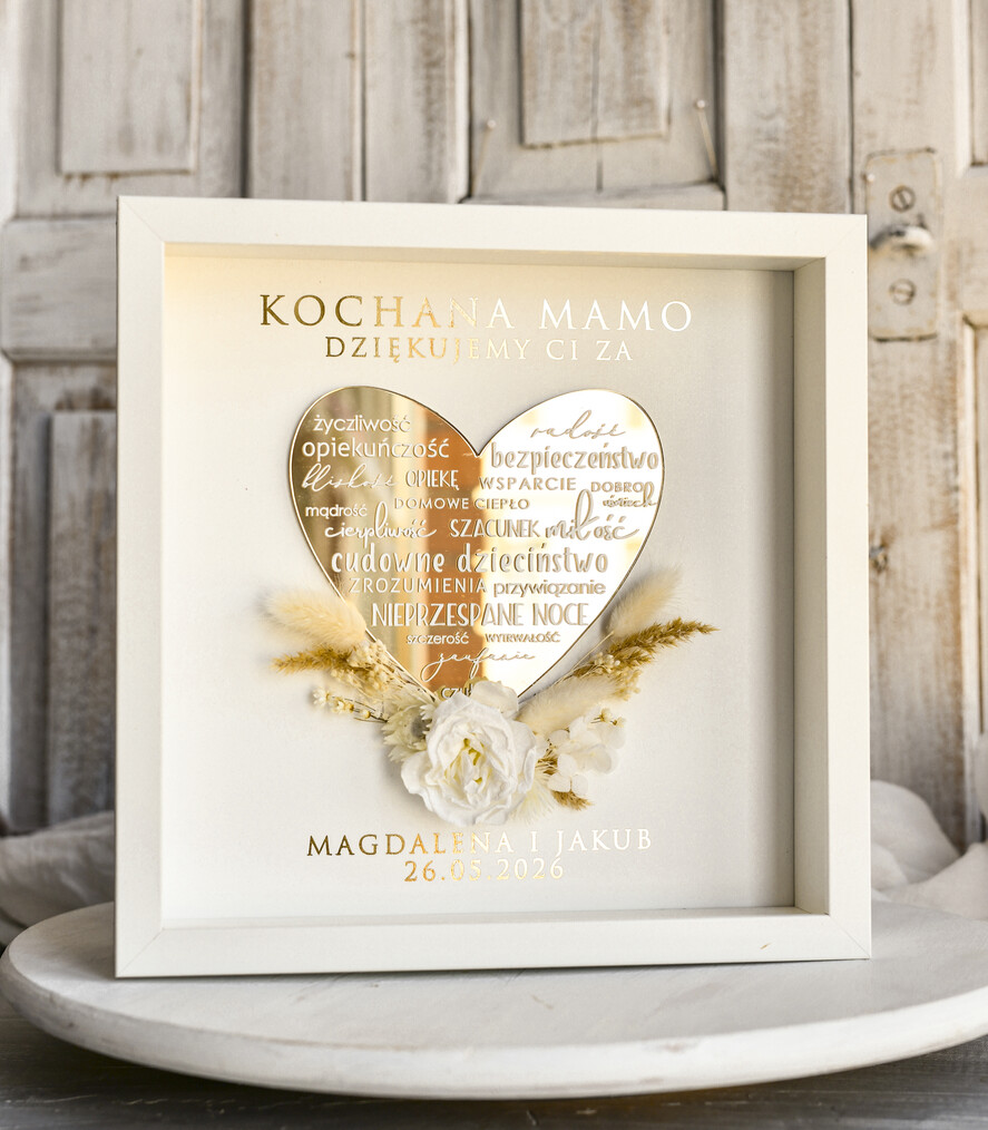 Prezenty, Podziękowania dla Mamy  Ozdobne Ramy podziękowanie dla Mamy od Pary Młodej Rama z kwiatami dla Mamy 25x25 cm3