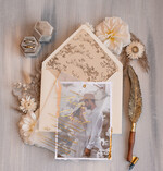 Zaproszenia ślubne Ze zdjęciem  niepowtarzalne zaproszenia ślubne ze zdjęciem, zaproszenia na ślub z płatkami złota, złote zaproszenia na ślub, tłoczona koperta do zaproszeń ślubnych6