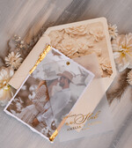 Zaproszenia ślubne Ze zdjęciem  złote zaproszenia ślubne ze zdjęciem, eleganckie zaproszenie na ślub i wesele ze zdjęciem, zdjęcie Pary Młodej na zaproszeniach ślubnych6