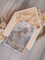 Zaproszenia ślubne Ze zdjęciem  złote zaproszenia ślubne ze zdjęciem, eleganckie zaproszenie na ślub i wesele ze zdjęciem, zdjęcie Pary Młodej na zaproszeniach ślubnych9