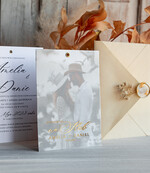 Zaproszenia ślubne Ze zdjęciem  Eleganckie Złocone zaproszenia ślubne ze zdjęciem foto zaproszenie na ślub Złote Litery Proste Zaprosznie na ślub z Waszym Zdjęciem Zaproszenia na ślub z fotografią idealne na Pamiątkę dla gości13