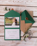 Zaproszenia ślubne Ze zdjęciem  minimalistyczne zaproszenia ślubne ze zdjęciem Zielone  rustykalne foto zaproszenie na ślub cywilny butelkowa zieleń1