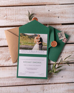 Zaproszenia ślubne Ze zdjęciem  minimalistyczne zaproszenia ślubne ze zdjęciem Zielone  rustykalne foto zaproszenie na ślub cywilny butelkowa zieleń6