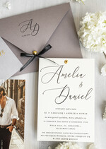 Zaproszenia ślubne Ze zdjęciem  modne zaproszenia na ślub ze zdjęciem dla gości na pamiątkę, zaproszenia ślubne ze zdjęciem, ślubne zaproszenia z ozdobnym okrągłym nitem4