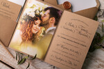 Zaproszenia ślubne Ze zdjęciem  rustykalne zaproszenia ślubne ze zdjęciem w folderze foto zaproszenie na ślub Składane Eko Zaproszenia na Ślub z Fotografią 1