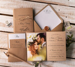 Zaproszenia ślubne Ze zdjęciem  rustykalne zaproszenia ślubne ze zdjęciem w folderze foto zaproszenie na ślub Składane Eko Zaproszenia na Ślub z Fotografią 0