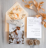 Zaproszenia ślubne Ze zdjęciem  wyjątkowe zaproszenia ślubne, ze zdjęciami narzeczonych, zaproszenie na ślub ze zdjęciem i kokardką 3