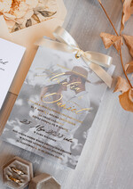 Zaproszenia ślubne Ze zdjęciem  wyjątkowe zaproszenia ślubne, ze zdjęciami narzeczonych, zaproszenie na ślub ze zdjęciem i kokardką 2