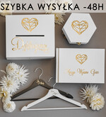 Pudełko na koperty  DREWNIANE Zestaw Ślubny - Skrzynka na koperty, ślubna ksiega wpisów gości, wieszaki ślubne , pudełeczkao szkatułka na obrączki szybka wysyłka0