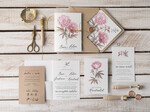 Zaproszenia ślubne Natura Rustykalne zaproszenia ślubne ręcznie robione peonie ekologiczna koperta oraz zloty sznureczek1