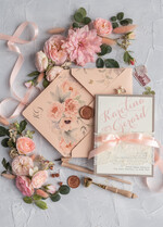 Zaproszenia ślubne Natura eleganckie zaproszenia na ślub koronka i kokardka motywy kwiatowe w kopercie14