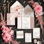 Zaproszenia ślubne Natura Proste Kremowe Zaproszenia Ślubne Boho Peonie  Minimalistyczne Zaproszenia na Ślub Delikatne Zaproszenie Ślubne0