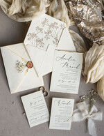 Zaproszenia ślubne Natura złocone zaproszenia ślubne Gipsówka naturalna zaproszenia na ślub, złote zaproszenie na ślub z suszoną gipsówką szyfonowa wstążka12