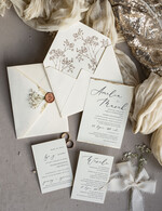 Zaproszenia ślubne Natura złocone zaproszenia ślubne Gipsówka naturalna zaproszenia na ślub, złote zaproszenie na ślub z suszoną gipsówką szyfonowa wstążka10