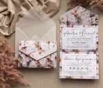 Zaproszenia ślubne Natura Poziome kopertowe zaproszenia ślubne z peoniami, Kopertowe różowe zaproszenie na ślub kalkowa koperta, zaproszenia na slub cywilny pudrowy róż0