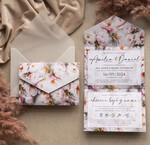Zaproszenia ślubne Natura Poziome kopertowe zaproszenia ślubne z peoniami, Kopertowe różowe zaproszenie na ślub kalkowa koperta, zaproszenia na slub cywilny pudrowy róż11