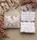 Zaproszenia ślubne Natura Poziome kopertowe zaproszenia ślubne z peoniami, Kopertowe różowe zaproszenie na ślub kalkowa koperta, zaproszenia na slub cywilny pudrowy róż4