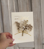 Zaproszenia ślubne Natura Zaproszenia ślubne boho z suszonym bukiecikiem,nietypowe zaproszenia na ślub z szuszkami i sznurkiem, rustykalne złocone zaproszenia z kalkowa kopertą10