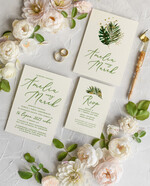 Zaproszenia ślubne Natura Proste Boho Zaproszenia Ślubne Monstera Minimalistyczne Zaproszenia na Ślub Delikatne Zaproszenie Ślubne Zielony i Kremowy2