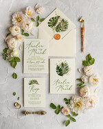 Zaproszenia ślubne Natura Proste Boho Zaproszenia Ślubne Monstera Minimalistyczne Zaproszenia na Ślub Delikatne Zaproszenie Ślubne Zielony i Kremowy0