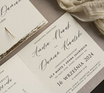Zaproszenia ślubne Natura Zaproszenia ślubne boho z suszonymi kwiatkami, nietypowe minimalistyczne zaproszenia na ślub, rustykalne złocone zaproszenia z kalkowa kopertą, proste zaproszenia5